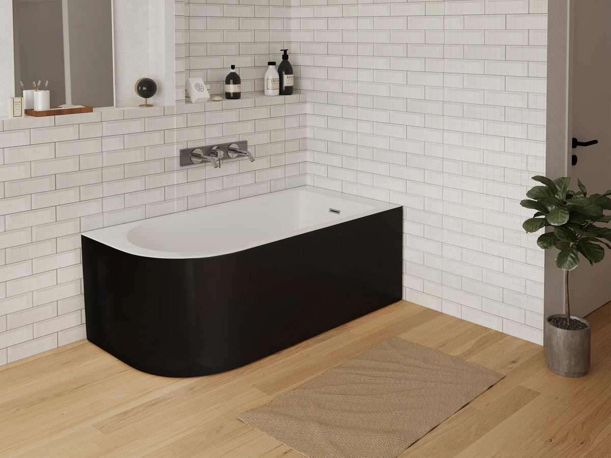 Baignoire d'Angle 150x75 Acrylique Noir - ANIKA