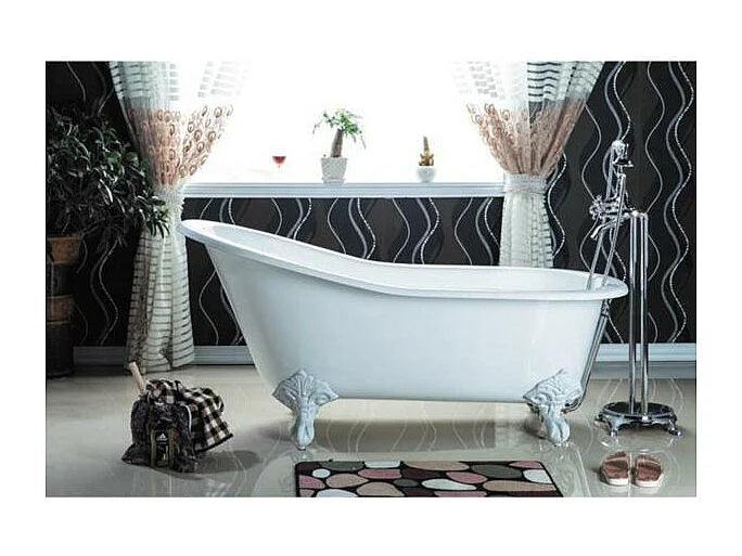 Baignoire Ovale 138x78 Fonte Blanc - ASHFORD - vue 4