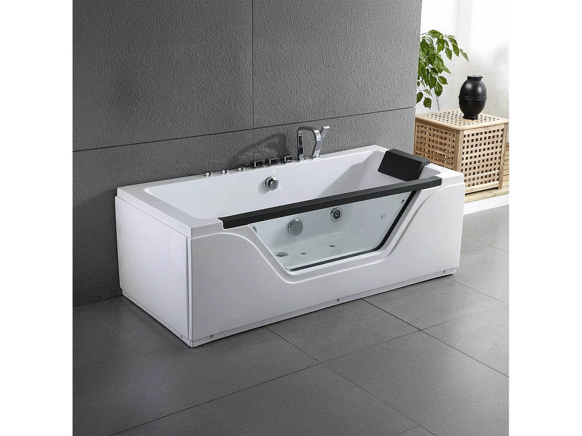Baignoire Balnéo Rectangulaire 170x78 Acrylique Blanc avec Robinetterie - TAHITI