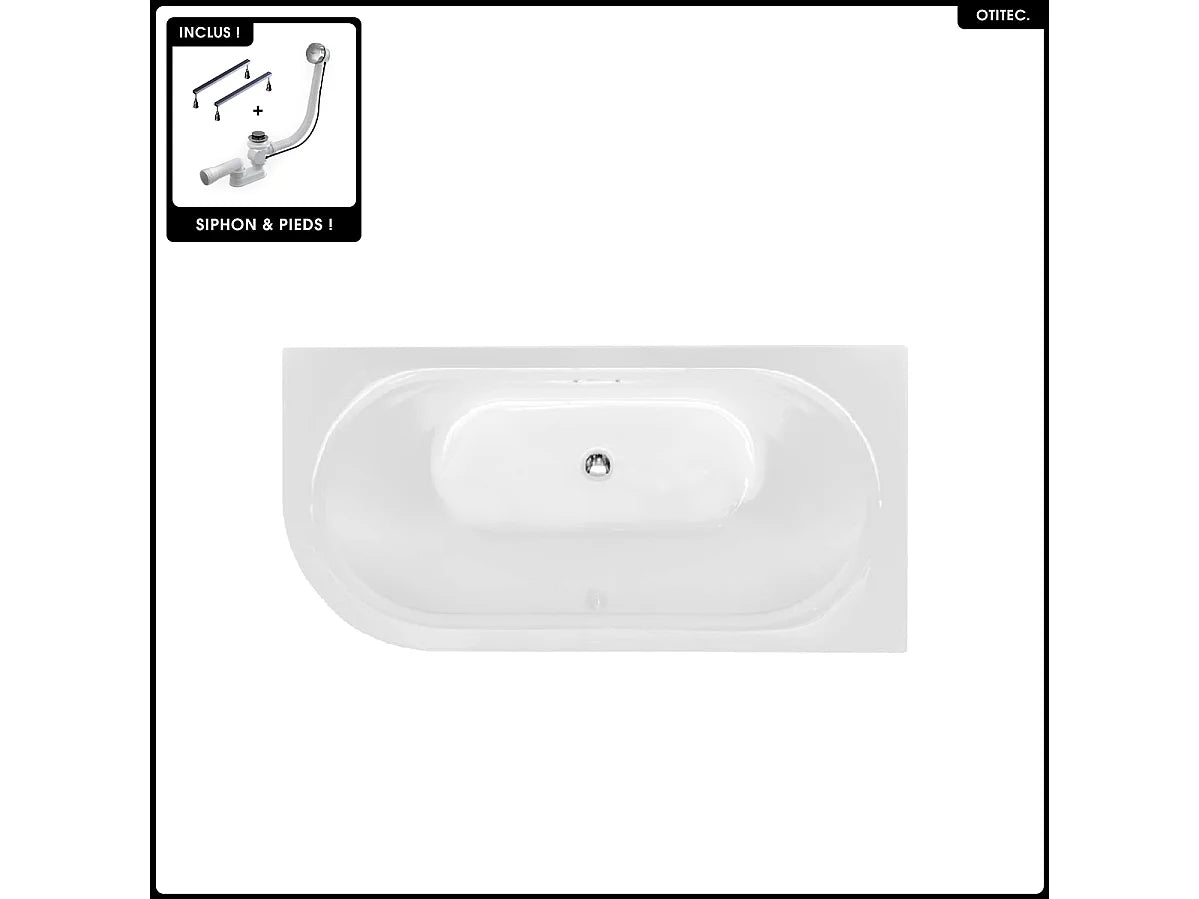 Baignoire d'Angle 170x75 Acrylique Doré - AVITA GLAM