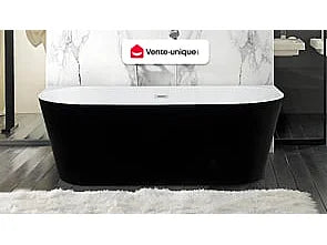 Baignoire Semi-Îlot 170x75 Acrylique Noir - DIVINA - vue 7