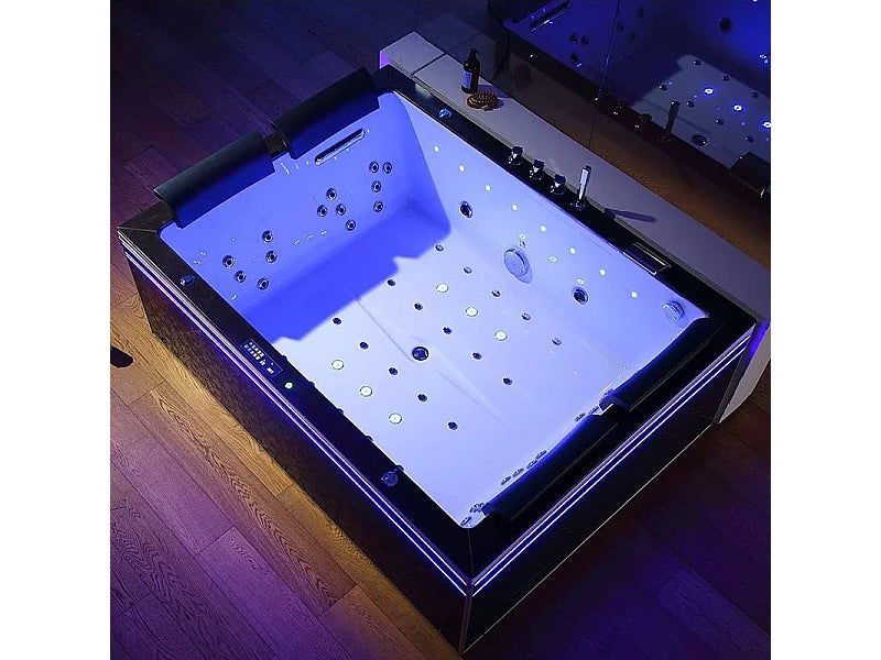 Baignoire Balnéo Rectangulaire 190x140 Blanc avec Robinetterie - THERAPEUTIQUE ARCHIPEL - vue 3