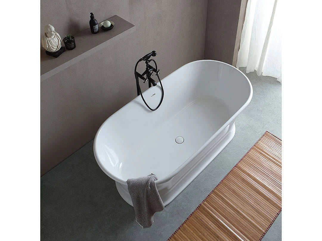 Baignoire Îlot 170x84 Résine Minérale Blanc - CENTRE - vue 3