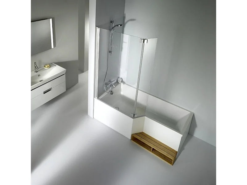 Baignoire Bain-Douche d'Angle 180x90 Acrylique Blanc avec Tablier - NEO - vue 2