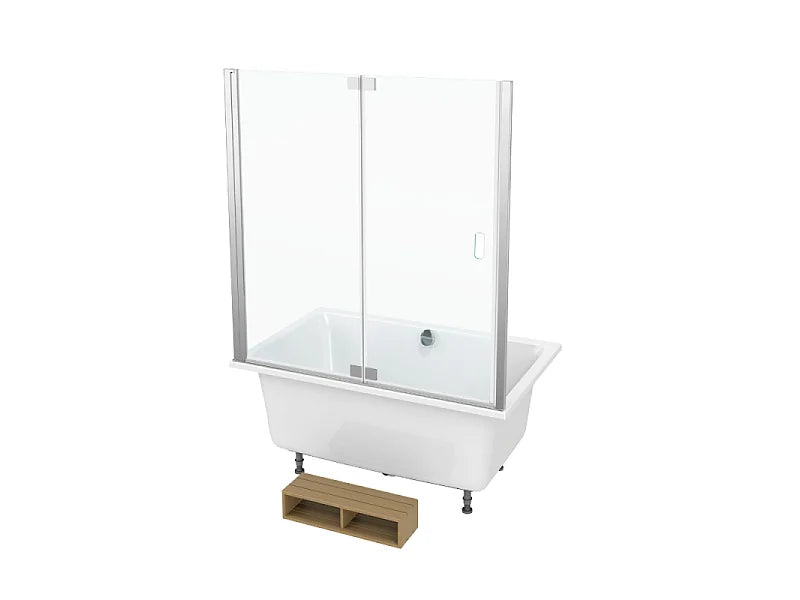 Baignoire Bain-Douche Asymétrique 120x80 Acrylique Gris Clair avec Pare-Bain - CAPSULE - vue 3