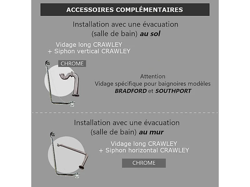 Baignoire Ovale 180x79 Fonte Noir - BRADFORD - vue 3