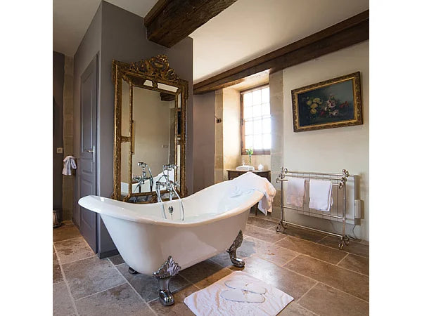Baignoire Ovale 182x76 Fonte Blanc et Argenté - KINGSTON - vue 2