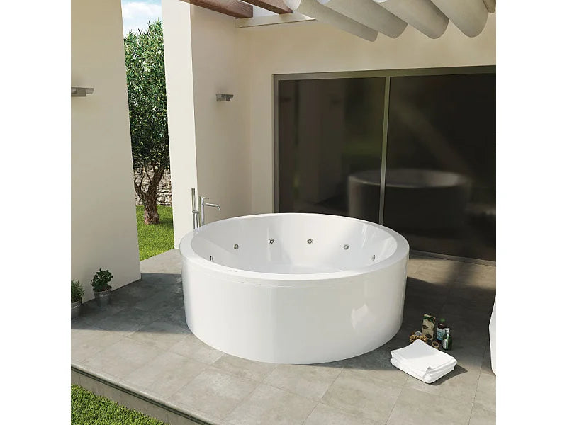 Baignoire Balnéo Îlot 180x60 Acrylique Blanc avec Tablier - NOA - vue 4