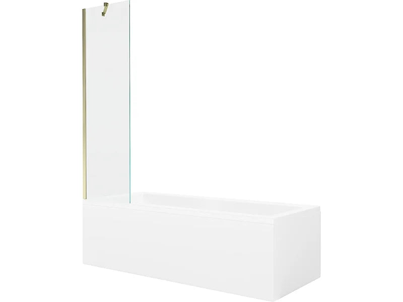 Baignoire Bain-Douche 150x70 Acrylique Doré avec Pare-Bain et Tablier - CUBIK