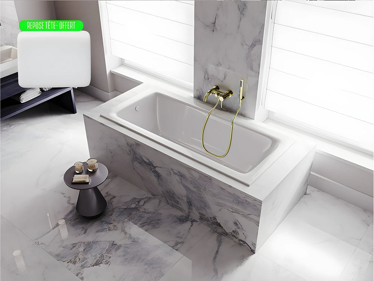 Baignoire Rectangulaire 160x75 Acrylique Blanc - TALIA SLIM