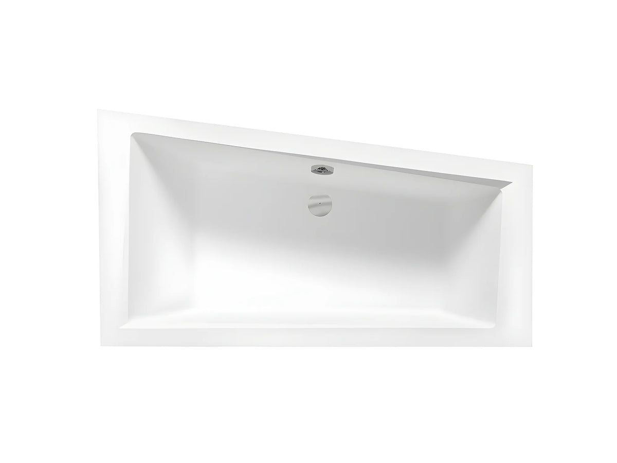 Baignoire Asymétrique 160x90 Acrylique Blanc - INTIMA SLIM - vue 3