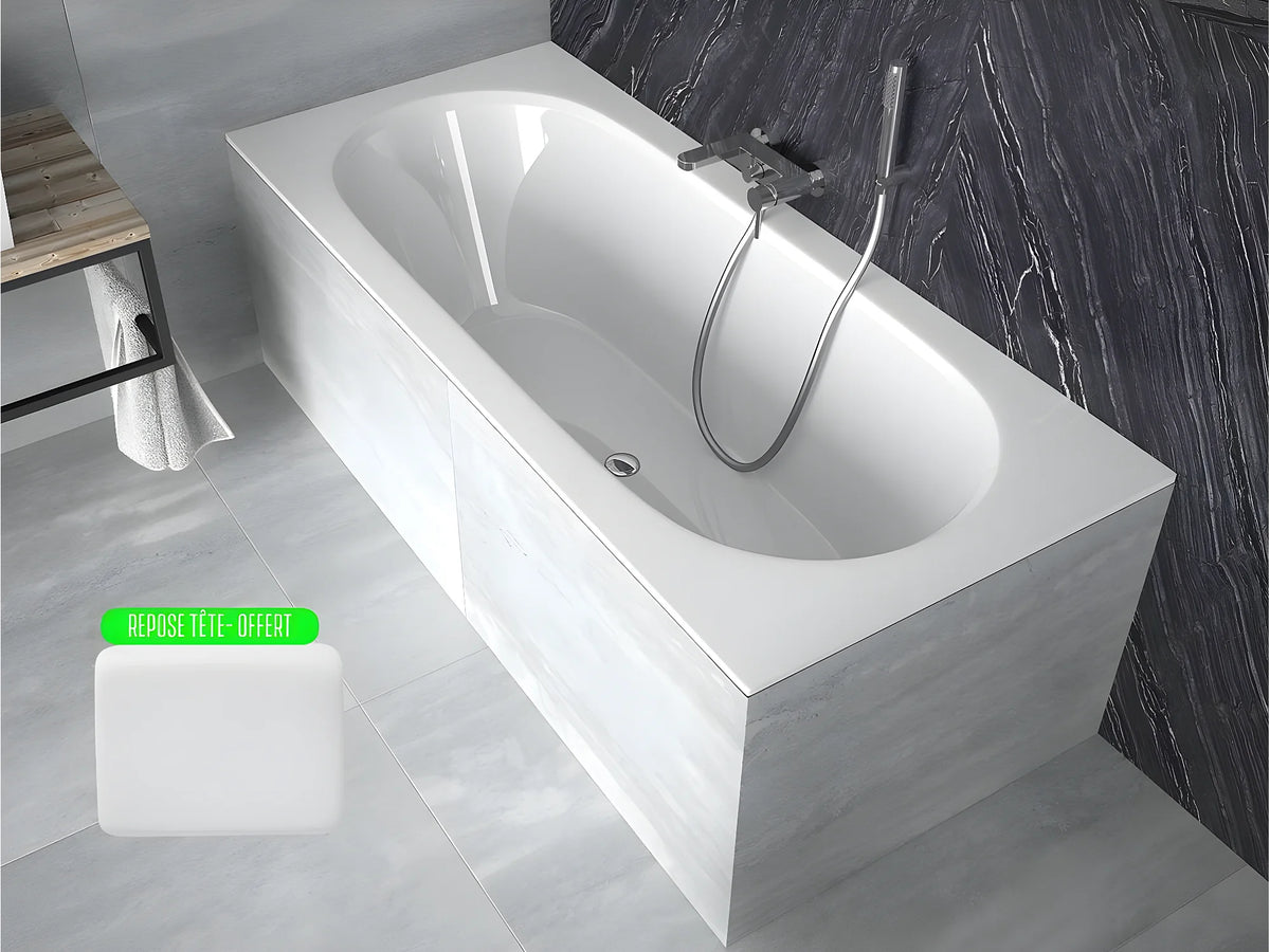Baignoire Rectangulaire 180x80 Acrylique Blanc - VITAE SLIM