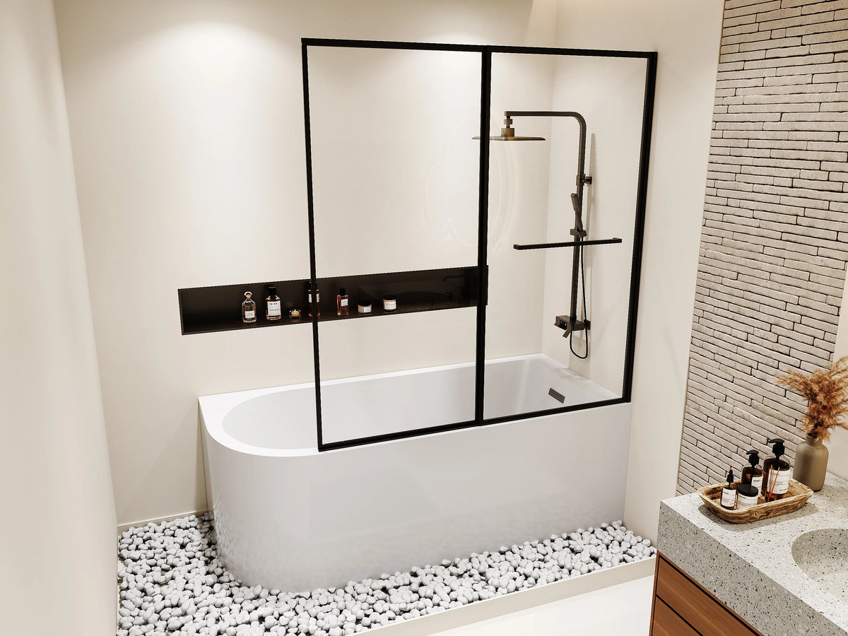 Baignoire Bain-Douche d'Angle 170x75 Acrylique Blanc avec Pare-Bain - ANIKA - vue 2