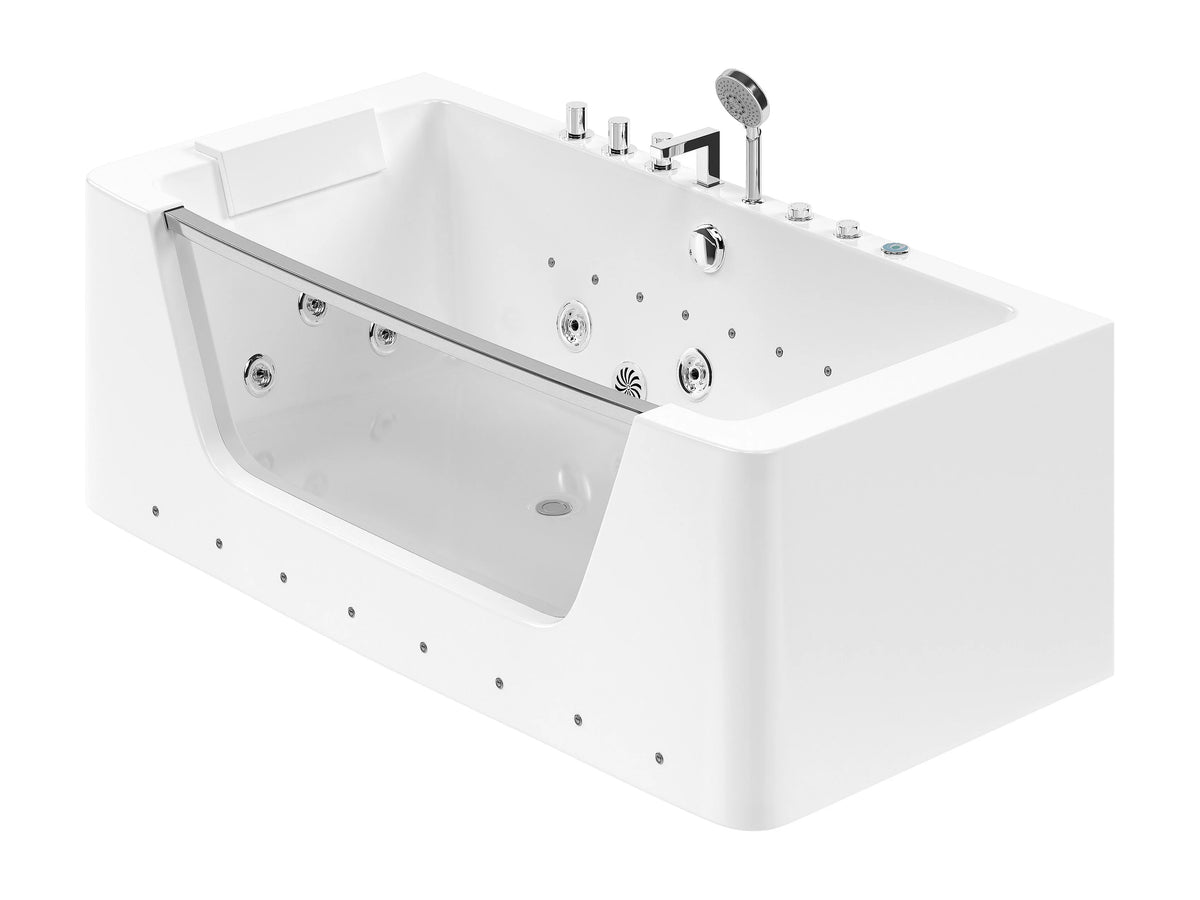 Baignoire Balnéo d'Angle 170x85 Acrylique Blanc avec Robinetterie - DYONA - vue 4