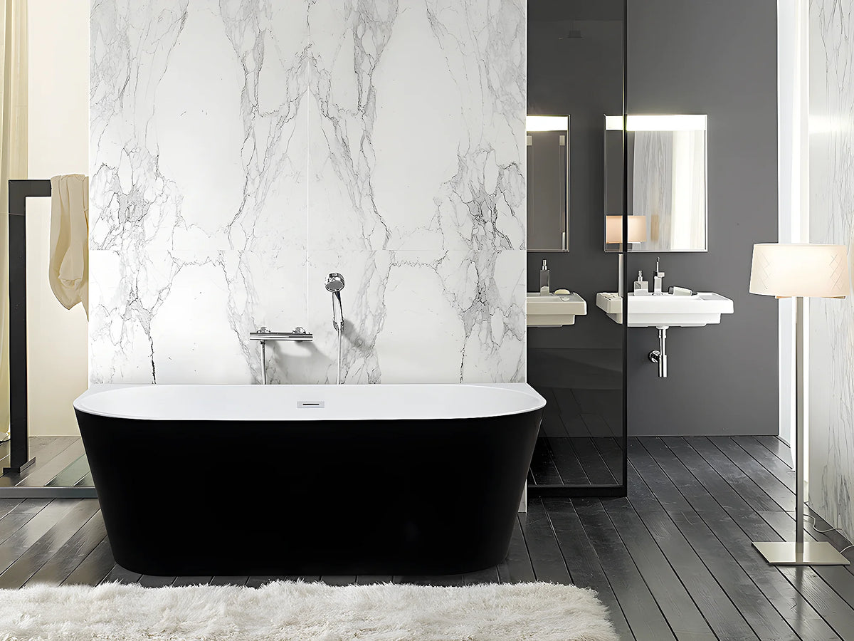 Baignoire Semi-Îlot 170x75 Acrylique Noir - DIVINA