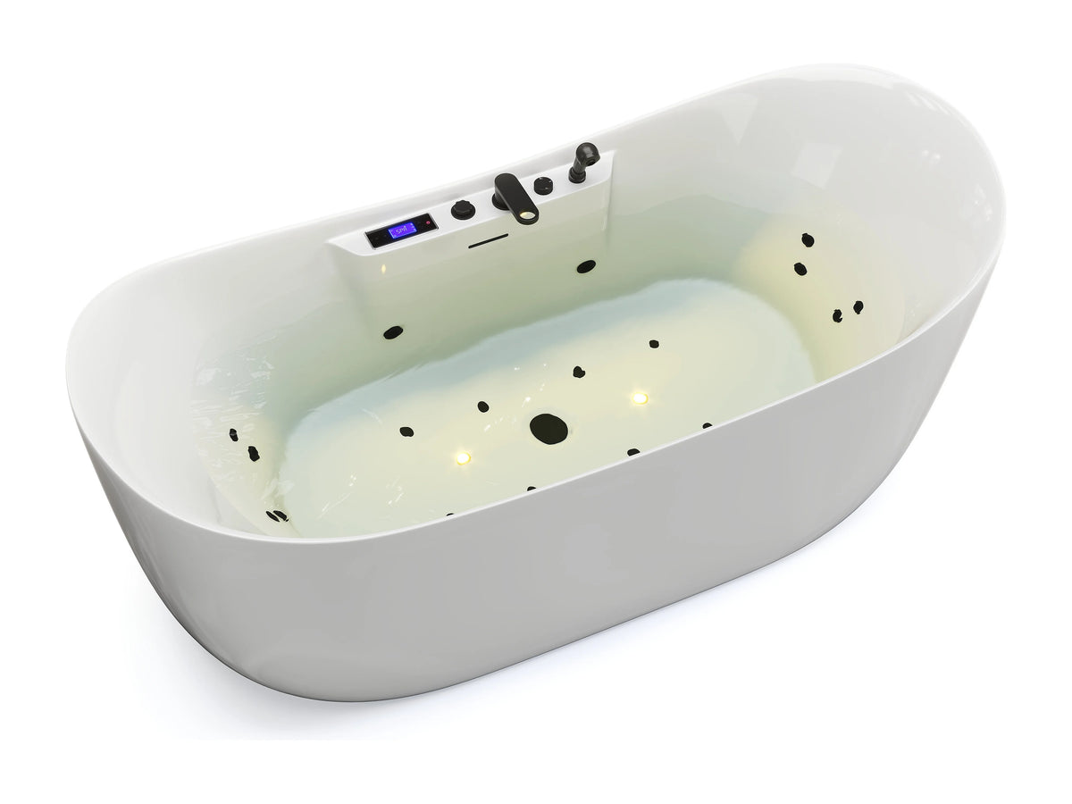 Baignoire Balnéo Asymétrique 180x80 Acrylique Blanc avec Robinetterie - BOLAZA - vue 10