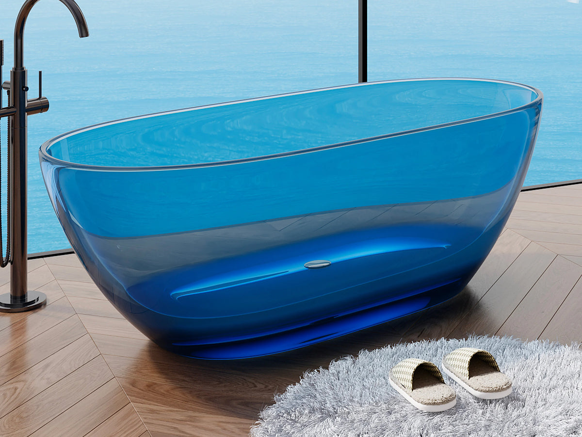 Baignoire Îlot 160x72 Résine Minérale Bleu - SPAVO - vue 3