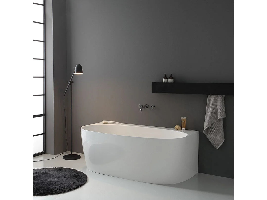 Baignoire Semi-Îlot 158x86 Résine Minérale Blanc - MARBRE LUISA