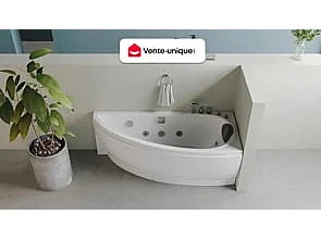 Baignoire Balnéo d'Angle 160x75 Acrylique Blanc avec Robinetterie - TABANA - vue 10