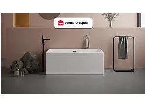 Baignoire Semi-Îlot 150x75 Acrylique Blanc - PIKAIA - vue 8