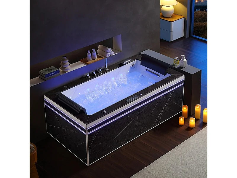 Baignoire Balnéo Rectangulaire 180x90 Blanc avec Robinetterie - THERAPEUTIQUE ALTESS