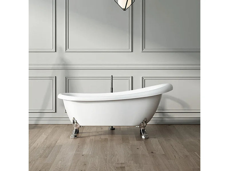 Baignoire Ovale 155x72 Acrylique Blanc et Cuivré - RICHMOND - vue 7