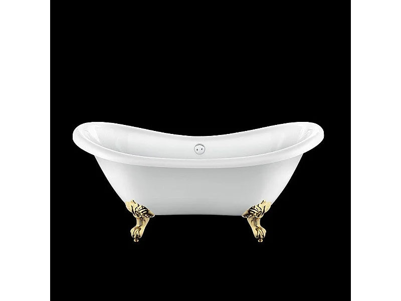 Baignoire Ovale 175x73 Acrylique Blanc et Doré - DARLINGTON