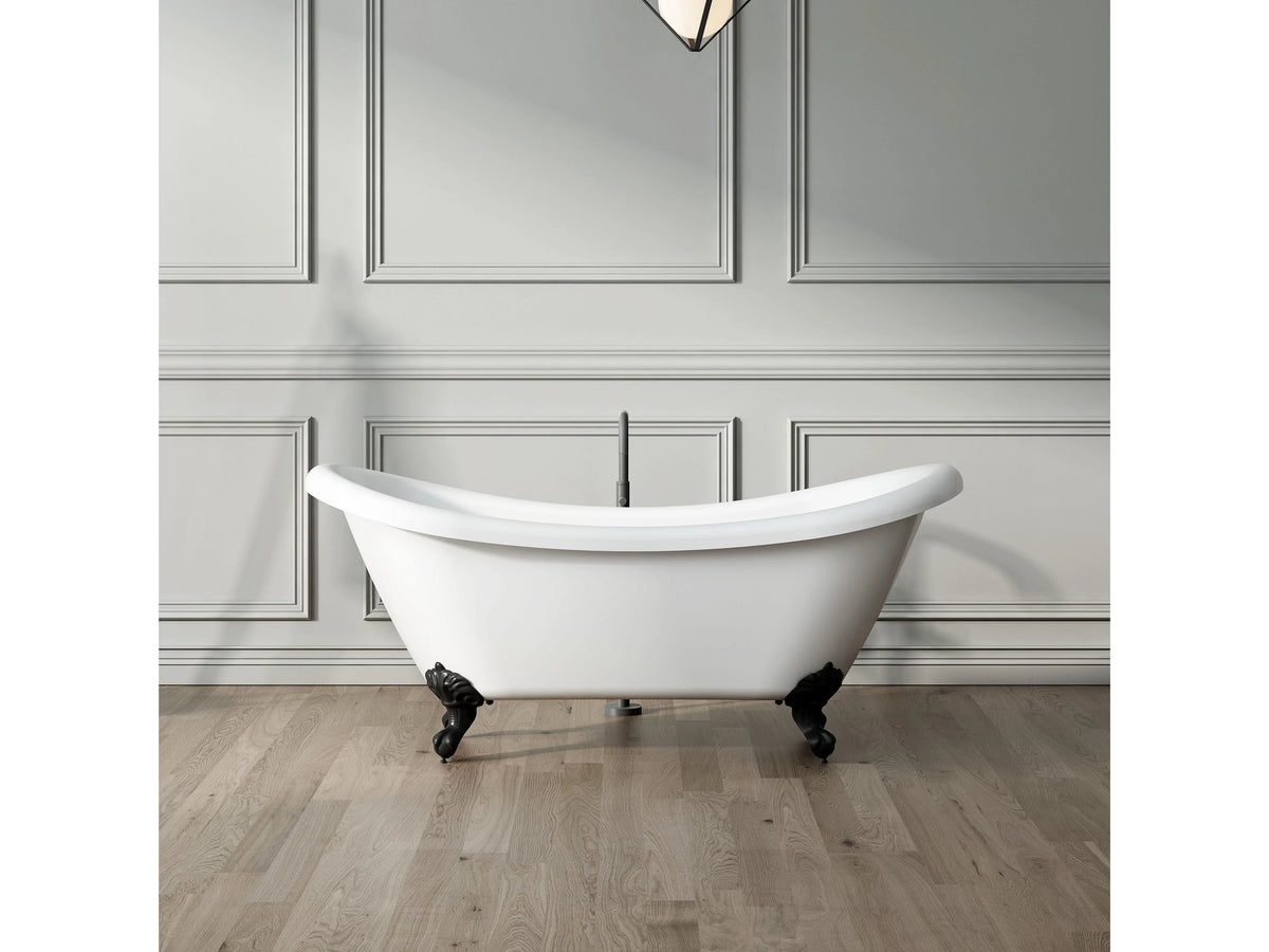 Baignoire Ovale 175x73 Acrylique Blanc et Doré - DARLINGTON - vue 7