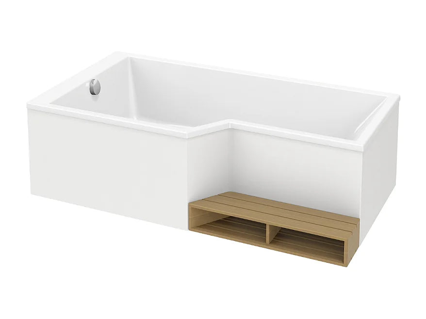 Baignoire Bain-Douche d'Angle 180x90 Acrylique Blanc avec Tablier - NEO - vue 7