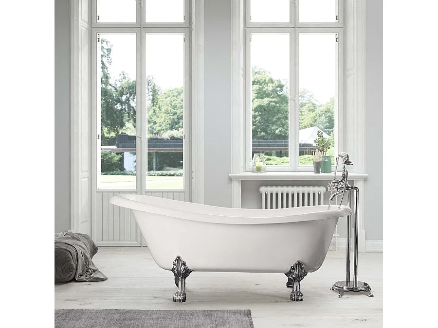 Baignoire Ovale 170x79 Fonte Blanc et Argenté - LIVINGSTON