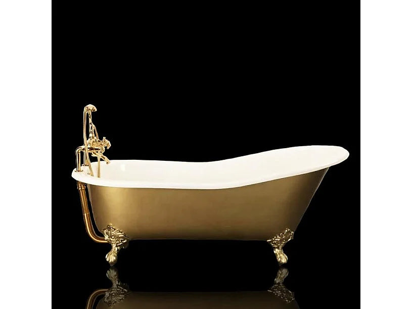 Baignoire Ovale 156x78 Fonte Doré - ASHFORD - vue 2