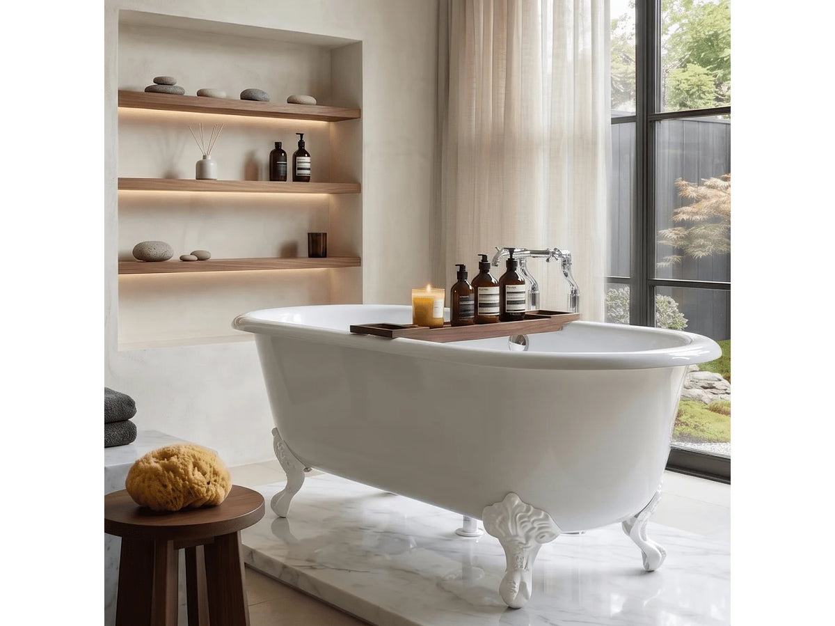 Baignoire Ovale 170x77 Fonte Blanc et Argenté - PLYMOUTH