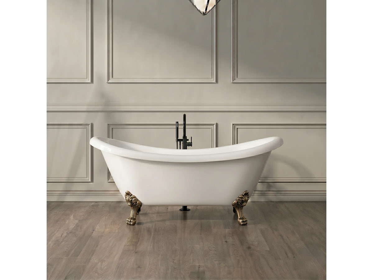 Baignoire Ovale 175x73 Acrylique Blanc et Jaune - DARLINGTON - vue 5