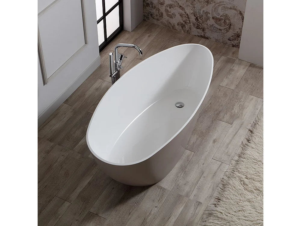 Baignoire Îlot 157x71 Résine Minérale Beige - RACHELE - vue 2