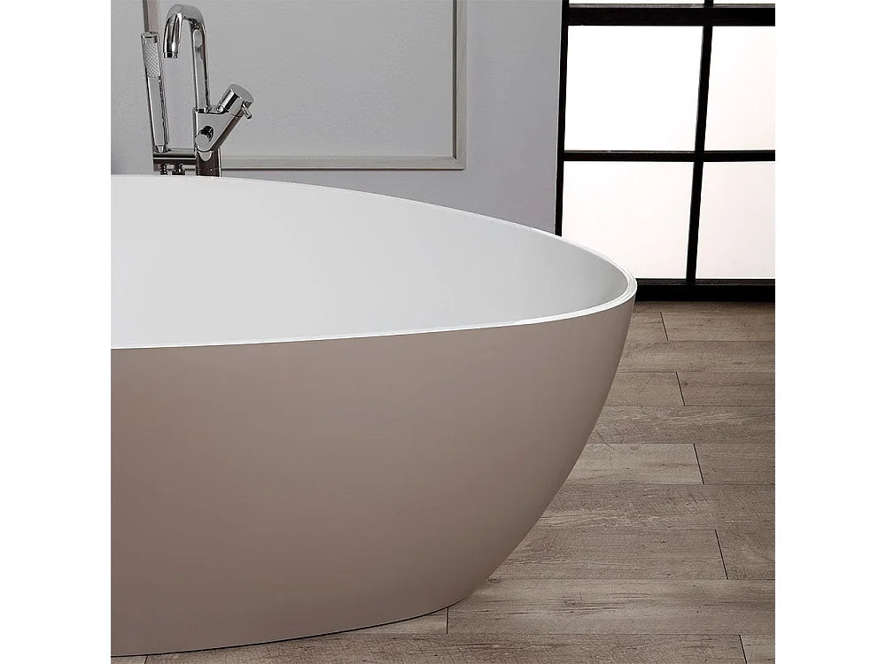 Baignoire Îlot 157x71 Résine Minérale Beige - RACHELE - vue 3