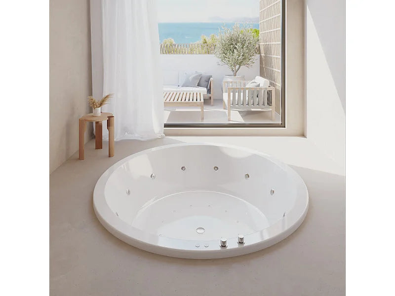 Baignoire Balnéo Îlot 180x60 Acrylique Blanc avec Tablier - NOA - vue 3