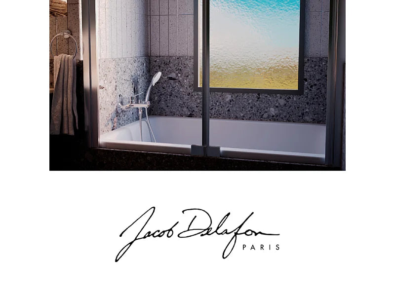 Baignoire Bain-Douche Asymétrique 120x80 Acrylique Gris Clair avec Pare-Bain - CAPSULE - vue 6