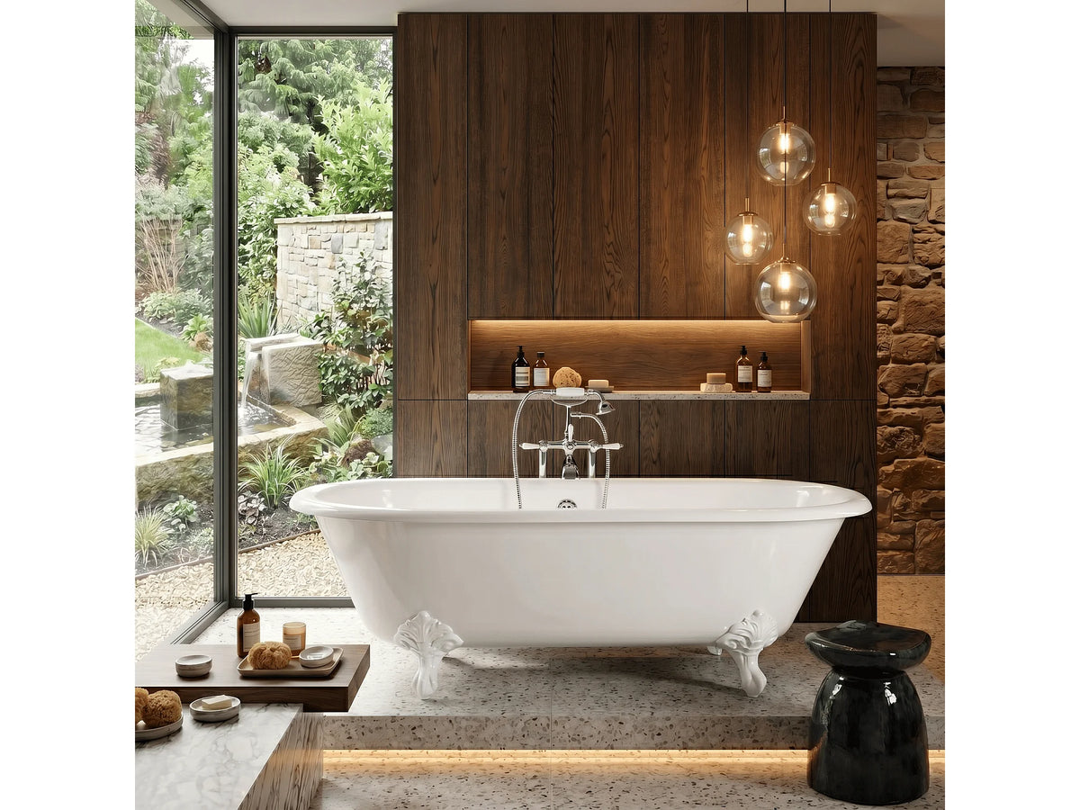 Baignoire Ovale 170x77 Fonte Blanc et Argenté - PLYMOUTH - vue 7