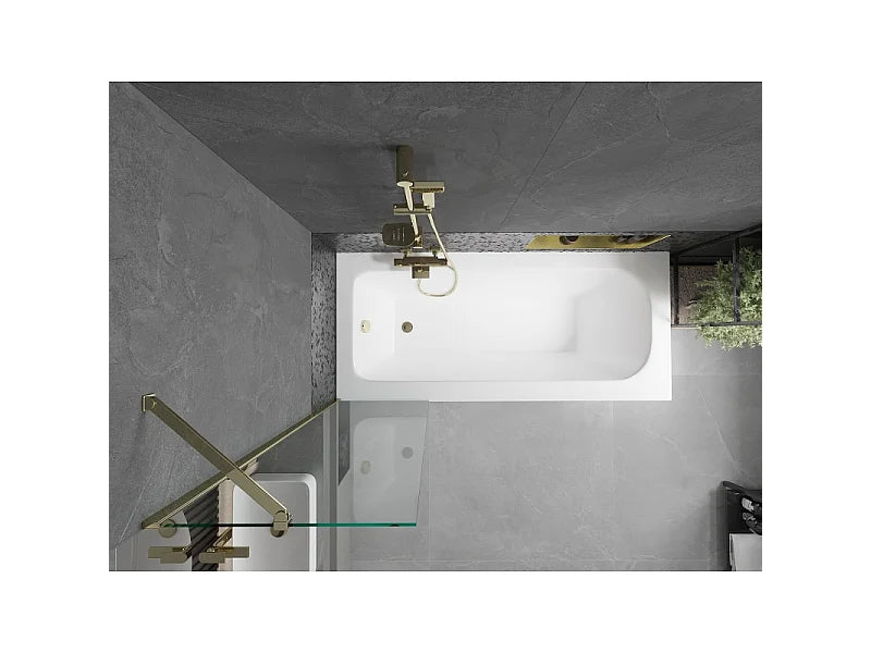 Baignoire Bain-Douche 160x70 Acrylique Doré avec Pare-Bain et Tablier - VEGA - vue 4